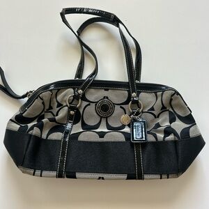 Coach Black and Gray Signature Shoulder Bag